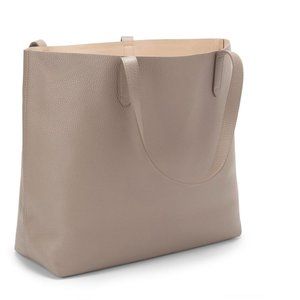 Structured Tote + Organization Insert (Stone/Blush Pebbled Leather) Cuyana